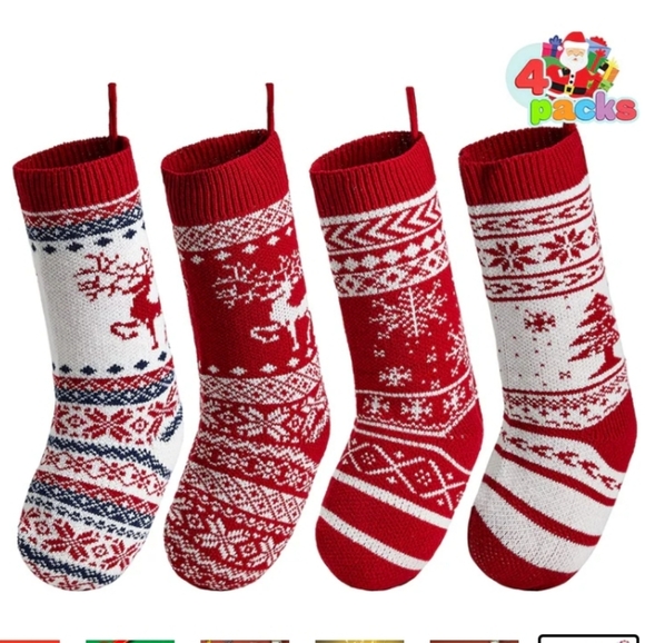 🎅 4 Pack Gorgeous Knit Stockings🎄 Brand New - Picture 2 of 13